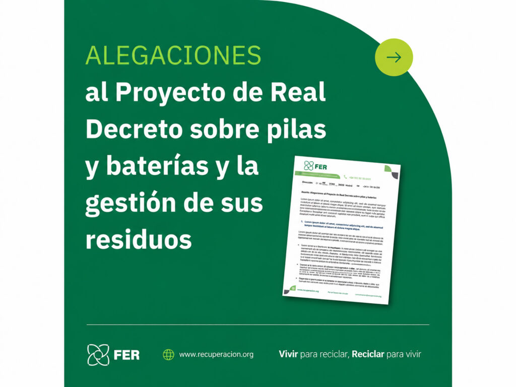 FER presenta alegaciones al proyecto de Real Decreto de pilas y baterías